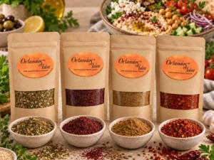 Levantinisches Gewürzset mit Za’atar, Sumach, Kreuzkümmel und Aleppo Pfeffer für Hummus und Bowls